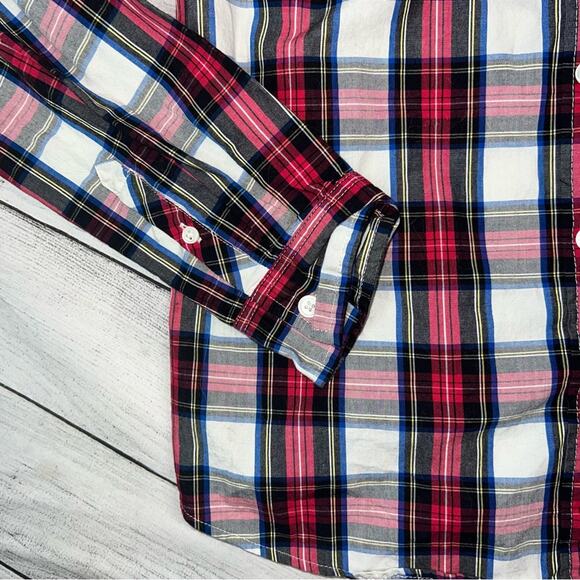J. Crew Women's Tartan Plaid Button Up Shirt with Ruffle Collar Size XS - Picture 8 of 9